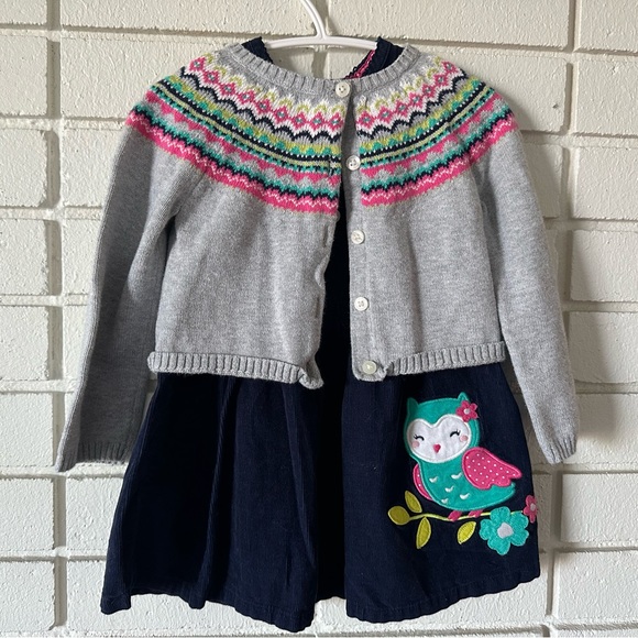 Vintage Button Down Sweater And Navy Blue Dress - Picture 1 of 6